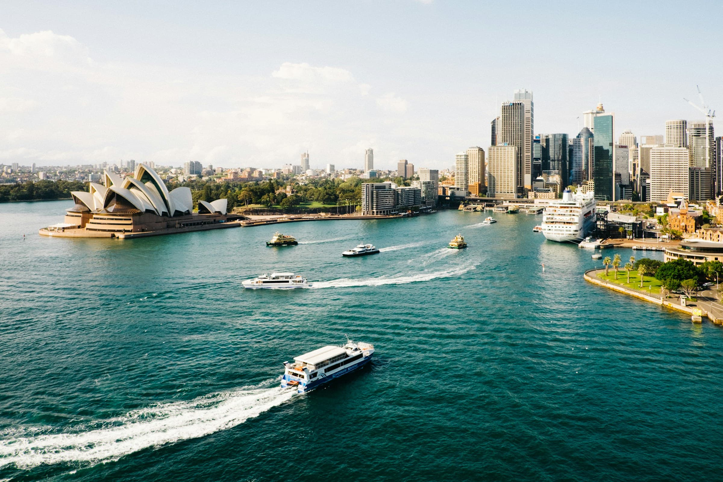 Sydney Opera House and Harbour Bridge at sunset